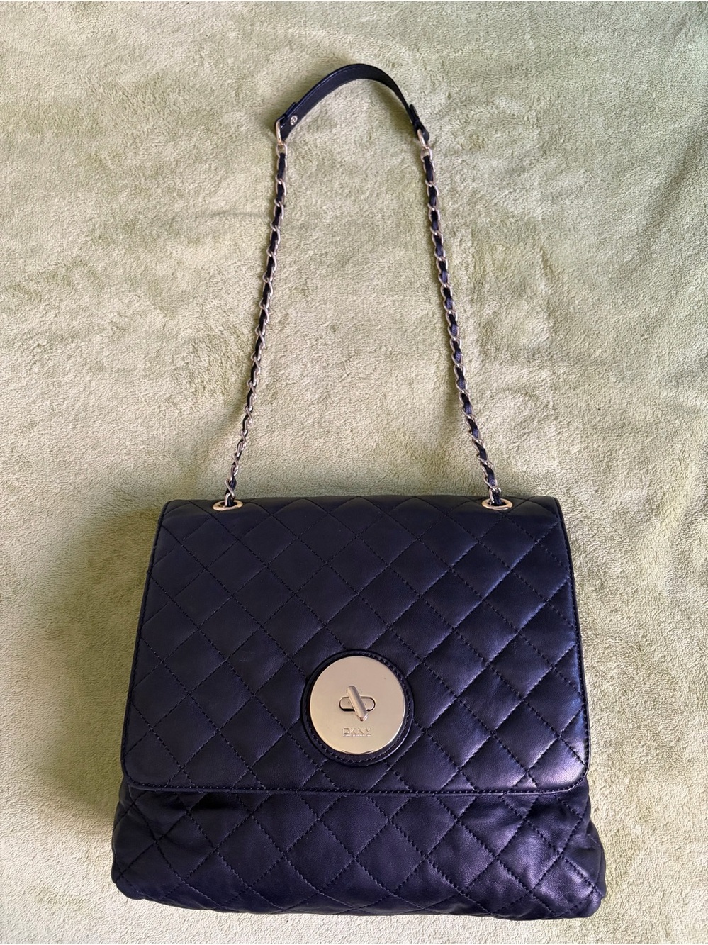 DKNY Black Quilted Nappa Leather Convertible Chain Shoulder Bag